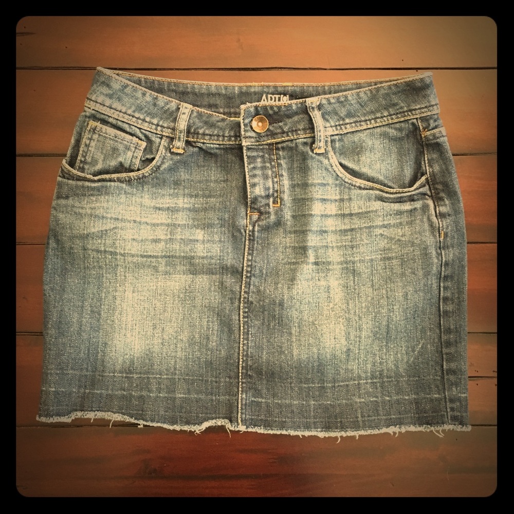 Denim Mini Skirt with raw edge